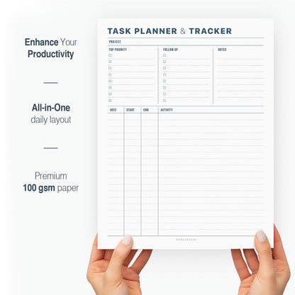 Task Planner & Tracker 8.5 x 11 Tear-Off 70 Sheet Planner Pad – Project Organizer with Time Log, Top Priority, Follow-Up – Notepad for Home & Office (White, Minimalist, 2 Pack)
