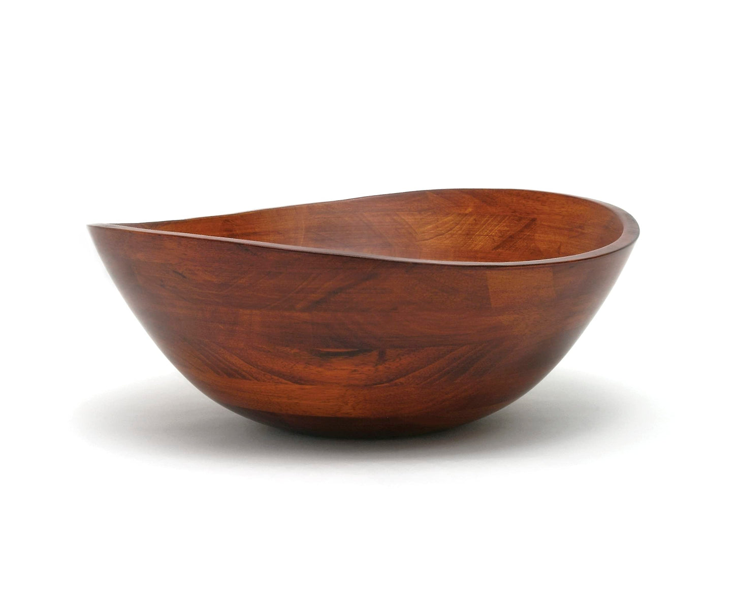 Lipper International 294 Cherry Finished Wavy Rim Serving Bowl for Fruits or Salads, Matte, Large, 13" x 12.5" x 5", Single Bowl