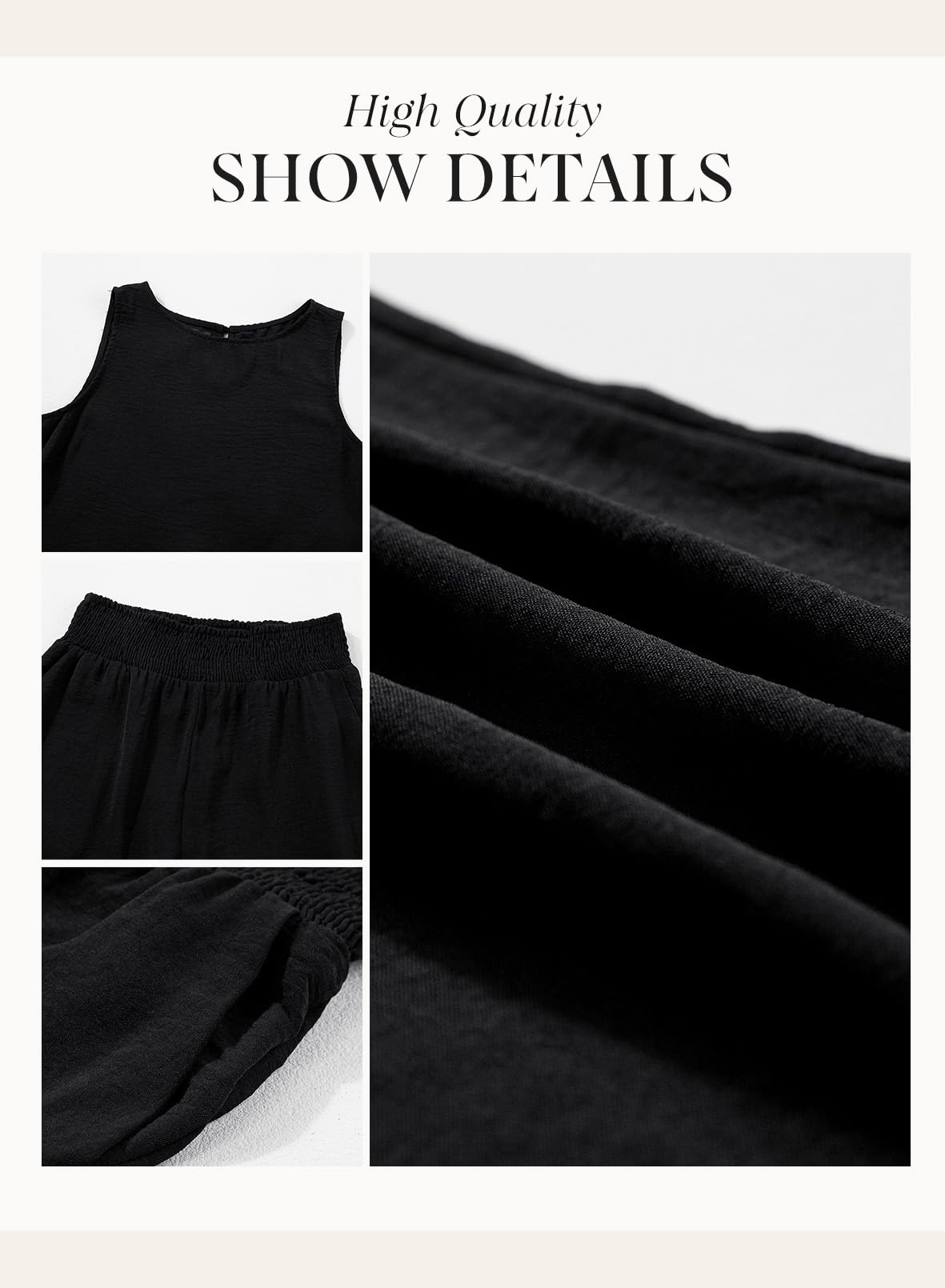 Dokotoo Pants Sets Women 2 Piece Outfits Sleeveless Round Neck Tank Tops Matching Sets for Women Elastic Waist Wide Leg