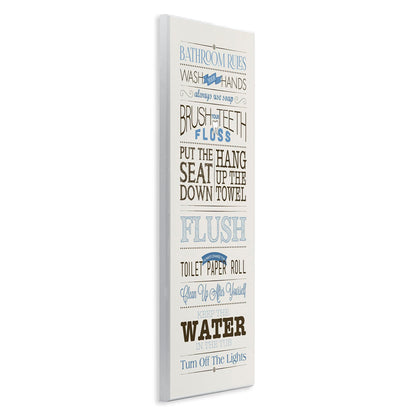 Stupell Industries Rules Blue and Black Print Bathroom, Design by Stephanie Workman Marrott Wall Art, 13x30, Beige