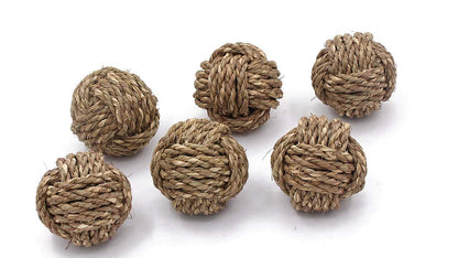 Set of 6 Decorative Indian Grass Rope Balls – Handmade Nautical Style Ornaments – for Vase Fillers, Rustic Tray Styling, Living Room Decor, DIY Projects, or Housewarming Gift Accents