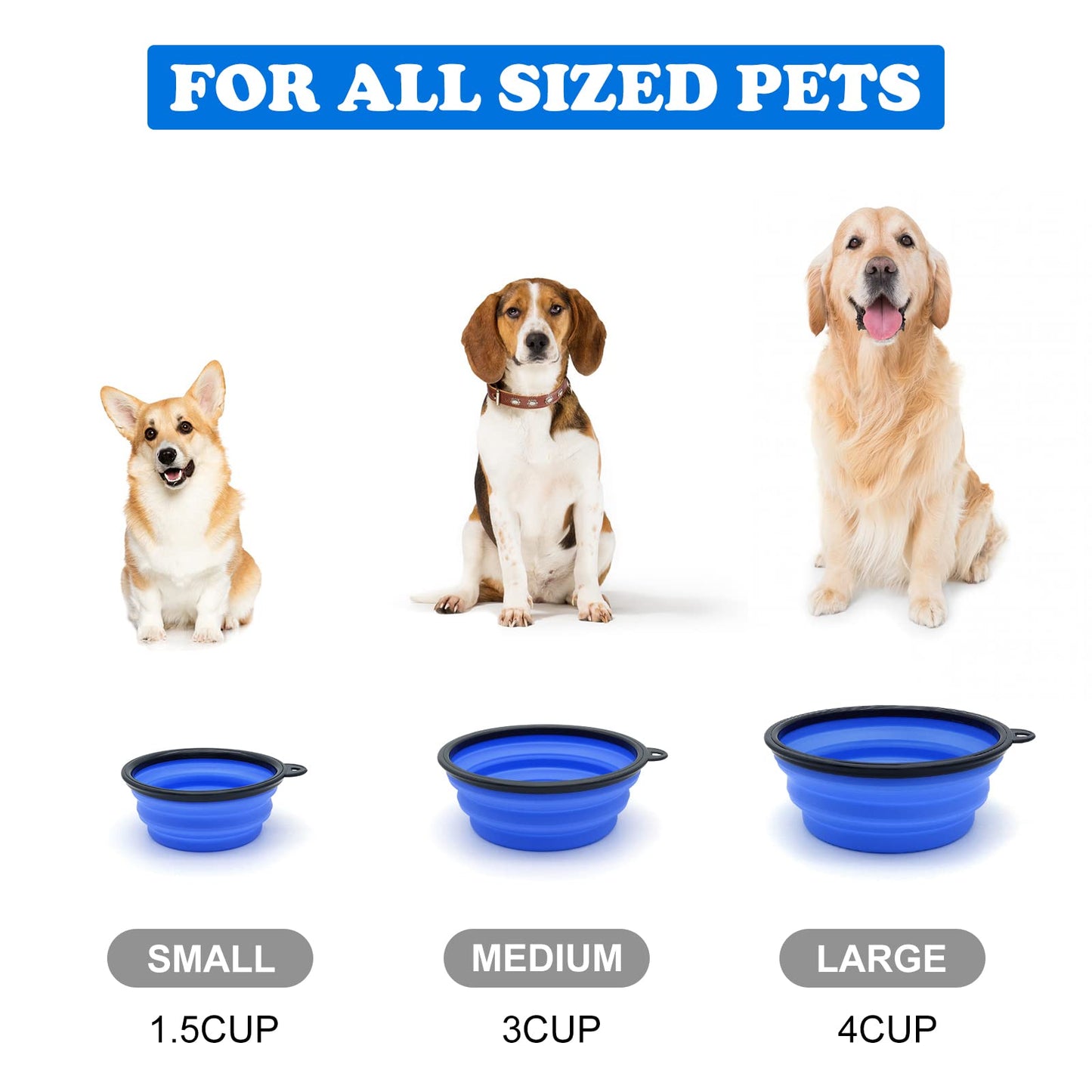2-Pack Small Dog Travel Bowl, Collapsible Bowls for Dogs, Foldable Cat Water Bowl, Portable Pet Feeding Watering Traveling Dish (Black & Orange)