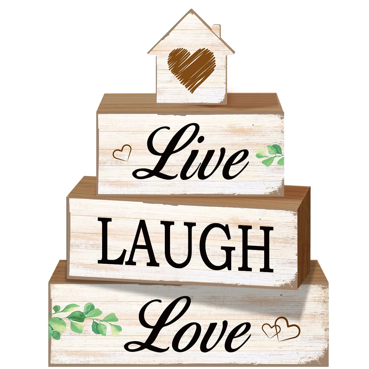 4 Pcs Sweet Home Table Decoration,Live Laugh Love Wooden Block Signs,Farmhouse Table Centerpiece for Living Room Entryway Table Mantel Kitchen Counter Decor
