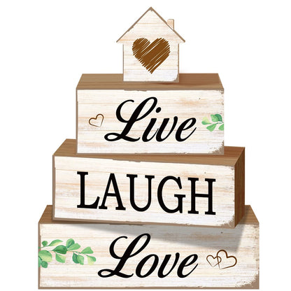 4 Pcs Sweet Home Table Decoration,Live Laugh Love Wooden Block Signs,Farmhouse Table Centerpiece for Living Room Entryway Table Mantel Kitchen Counter Decor