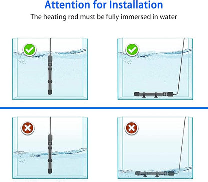 YOFOTHS Adjustable Mini Aquarium Heater3-5 Gallons Submersible Small Fish Tank Heater 25W Digital Display Thermostat External Temperature Controller (25W)