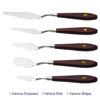 Golden Maple Palette Knife Painting Stainless Steel Spatula Palette Knife Oil Paint Metal Knives Wood Handle