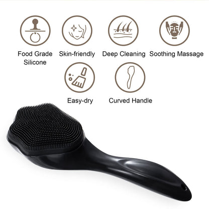 2 Pack Silicone Face Scrubber Exfoliating Brush, Manual Handheld Facial Cleansing Brush Blackhead Scrubber, Soft Bristles Waterproof for Face Skincare (Round-Pink)