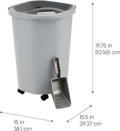 IRIS USA Pet Food Storage Container 25 lbs, Premium 60% Improved Airtight Seal