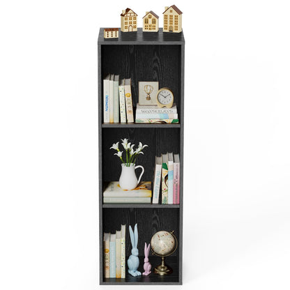 Nestwise 3 Tier Bookshelf, Narrow Bookcase for Small Spaces, Wooden Book Case Bookshelves Storage Organizer for Bedroom Living Room Home Office (Black, 3 Cube)