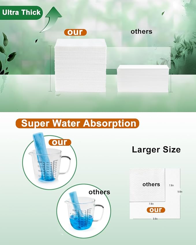 Disposable Face Towel, Biodegradable Facial Towels, Extra Thick Soft Large