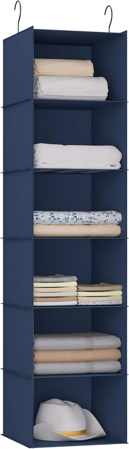 Hanging Closet Organizer and Storage 6-Shelf, Easy Mount Foldable Hanging