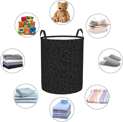 Black Leopard Print Laundry Hamper Bag