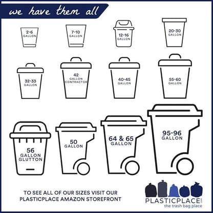 Plasticplace 6 Gallon Trash Bags White Drawstring Garbage Can Liners, 17” x 20”
