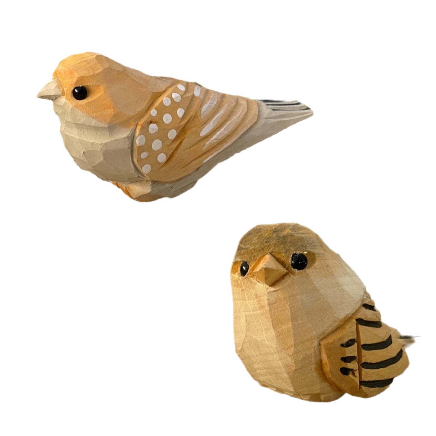 QRZLP 2PCS Small Carved Wooden Birds, Handmade Bird Statue Carved Rustic Animal Bird Sculpture Miniature Art Carve Small Animal for Home Decor.