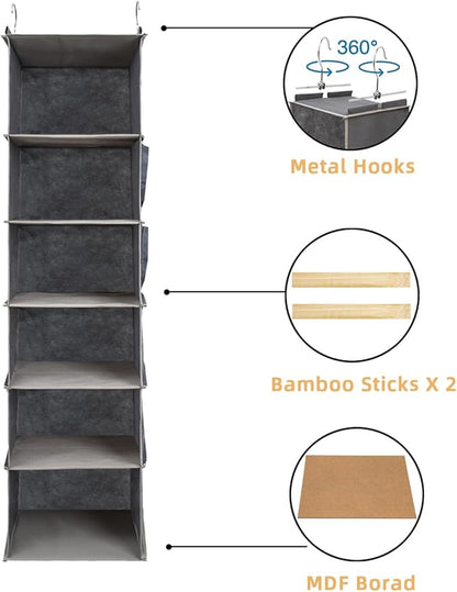 2 Packs Hanging Closet Organizer, 6-Shelf Closet Organizers and Storage