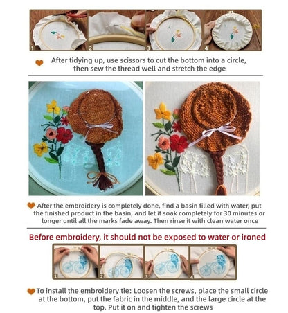 HAOYEGUOJI Embroidery Kit for Beginners, Hand Needlepoint Kits for Adults with Pre-Stamped Patterns, 7.8-Inch Hoop, Threads & Needles, Step by Step Instructions (7.72 in)