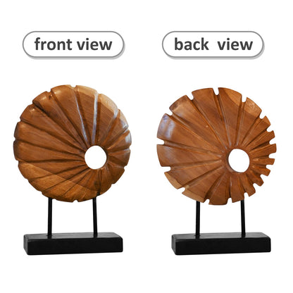 JOLLYMER Teak Sculpture Home Décor for Shelf Sculpture with Base Decoration for Living Room, Bedroom, Office 13.8"X9.8"X3.5"