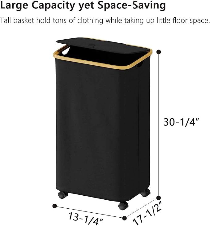 SUOCO Laundry Hamper on Wheels 100L, Clothes Basket
