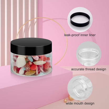 Loretoy 36 Pack 4 OZ Plastic Jars with Lids, BPA Free, Reusable, Refillable Transparent Cosmetic Containers for Bath Salts, Cosmetics, Powders, Beauty Product and Small Accessories