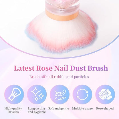 ANGNYA Nail Dust Brush, Rose Nail Art Dust Powder Remover Brush