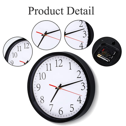 Juinte 4 Pcs Silent Wall Clocks 10 Inch with Chalkboards and Marker, Battery Operated Round Multi Time Zone Clocks for Home, Kitchen, School, Office, Reception Areas, Classroom Decor