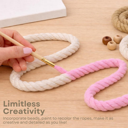 DIY Rope Canvas Kit for Beginners - Complete Macrame Ropes Supplies & Tools | DIY Macrame Art Wall Hanging Decor Starter Set, Craft Kits for Adults, Boho Wall Art Aesthetic Home Decoration (Khaki)
