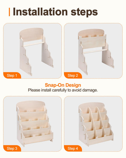 UCEC Wooden Sticker Display Stand - 4 Tier 12 Pockets Adjustable Card Display Stand for Vendors - Portable Rustic Greeting Card Organizer for Craft Shows, Stickers, Postcards & Small Business Retail