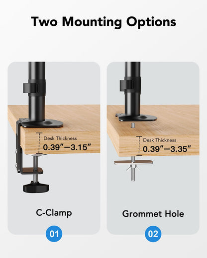 HUANUO Dual Monitor Mount up to 32 inches Screens, Taller Monitor Stand Hold 19.8lbs, Dual Monitor Arm Desk Mount Easy Adjustable with Tilt, Swivel, Rotation, VESA 75/100mm