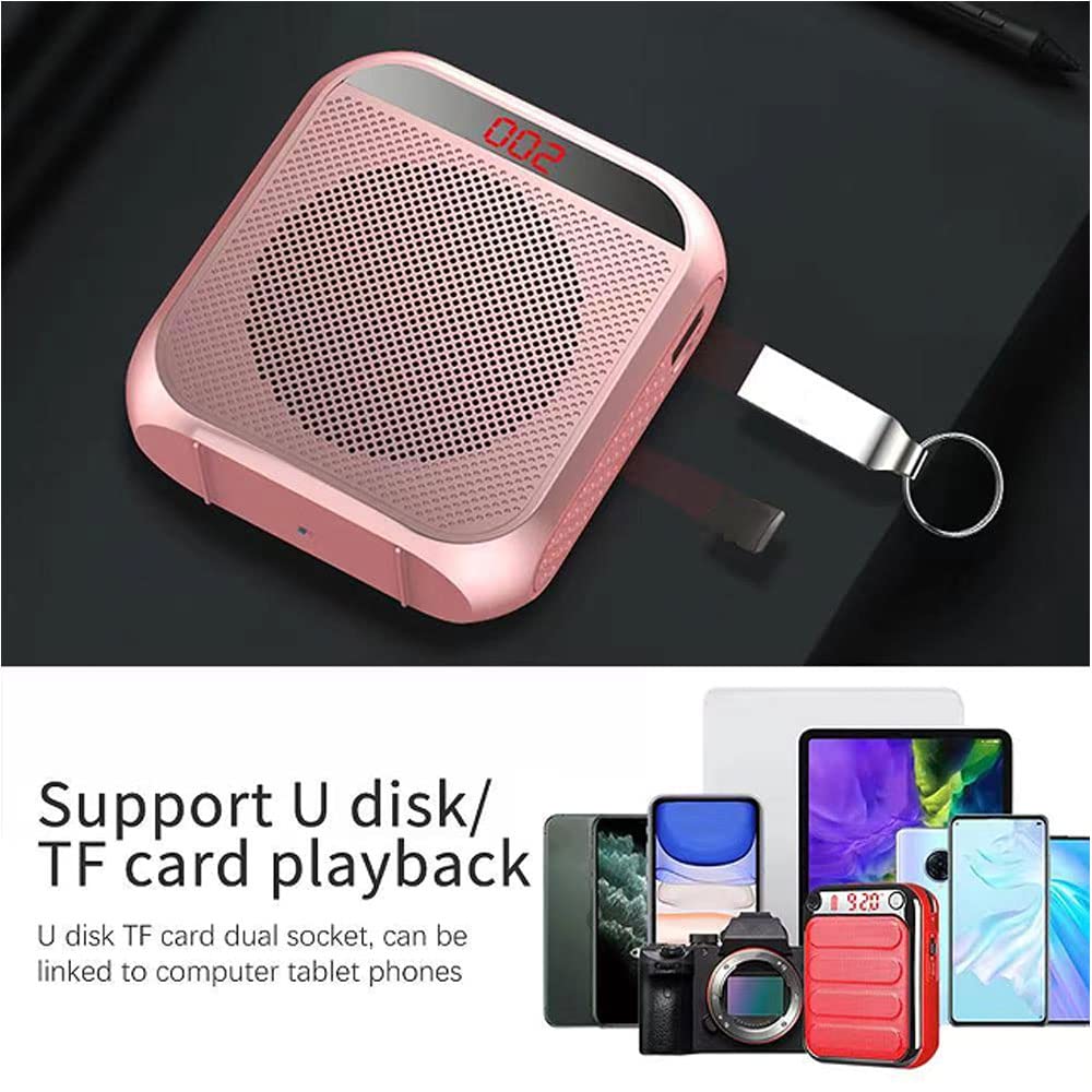 Portable Voice Amplifier for Teachers, Rechargeable Personal Amplifier Mic PA System Headset Microphone with Speaker for Teachers, Training, Meeting, Tour Guide, Yoga, Classroom (White)