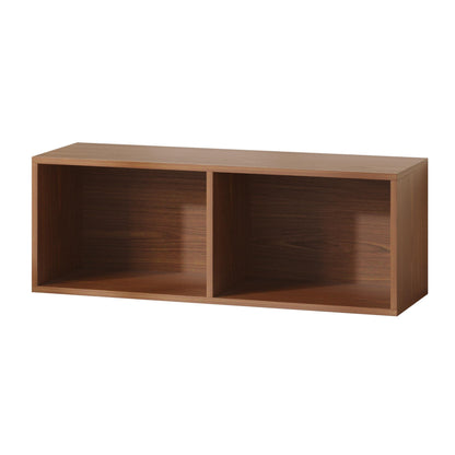 IOTXY DIY Modular Cube Bookcase - CubeXY Customizable Stackable Expandable Basic Shelving Units, 2-Cube Wooden Open Bookshelf for Miscellaneous Storage Organizer, Walnut