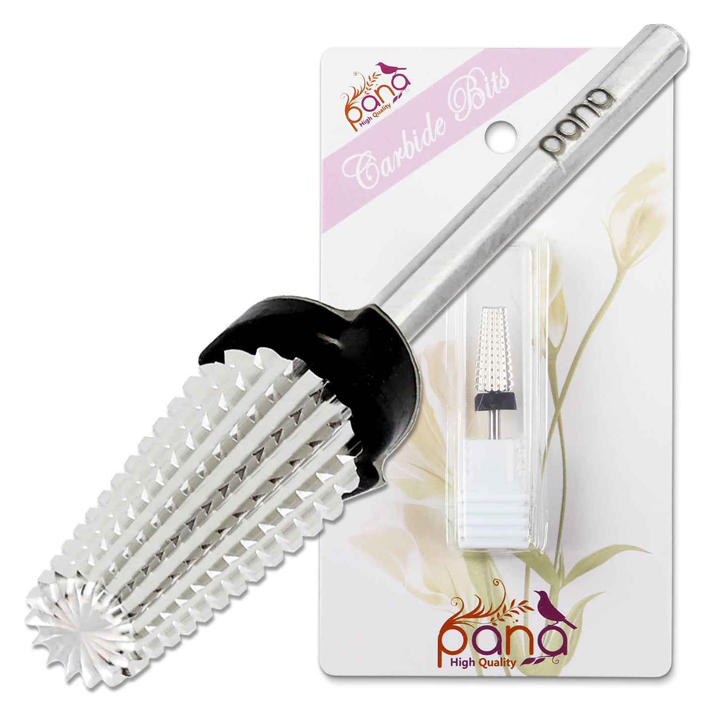 PANA Nail Carbide 5 in 1 Bit - Two Way Rotate use for Both Left and Right Handed - Fast Remove Acrylic or Hard Gel - 3/32" Shank - Manicure, Nail Art, Drill Machine (Fine - F, Silver)