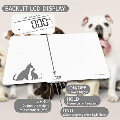 Digital Weighing Scale for Large Dogs Cats, Vet Scale, Scale for Animals Pets, 400lb x 0.1lb, Veterinary Scale, Extra Large 39 x 23 in, for Labrador Golden Retriever German Shepherd, Tempered Glass