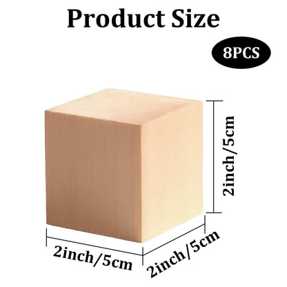 Muimurex 8 Pack Basswood Carving Blocks, 2x2x2 Inch Unfinished Wood Blocks for Carving & Whittling, Smooth Surface DIY Woodworking Crafts and Mini Sculptures