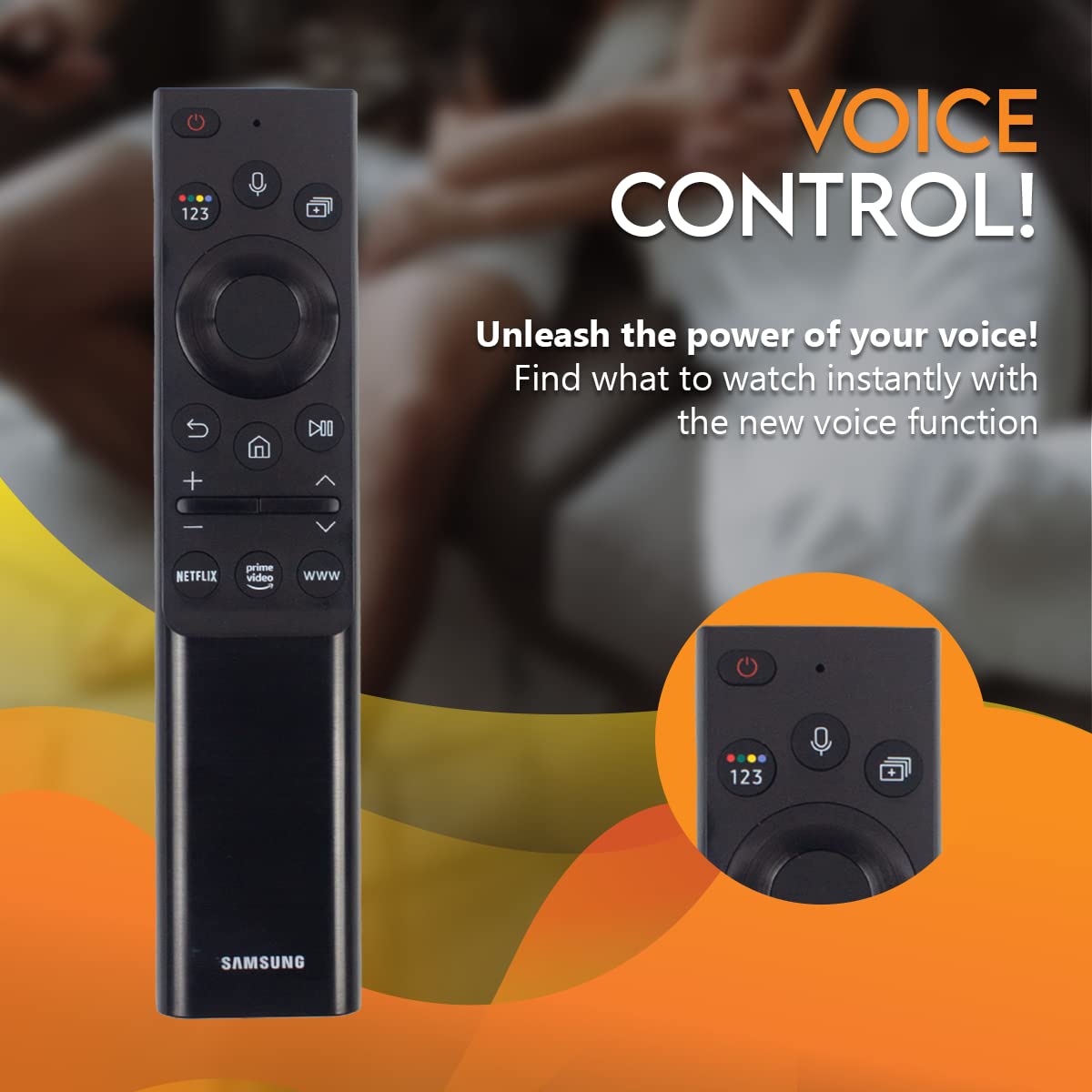 Ceybo Original Solar Voice Remote Control Replacement with YouTube Netflix Shortcut for Samsung Smart TVs, Compatible with Neo QLED 8K, QLED (BN59-01480A)