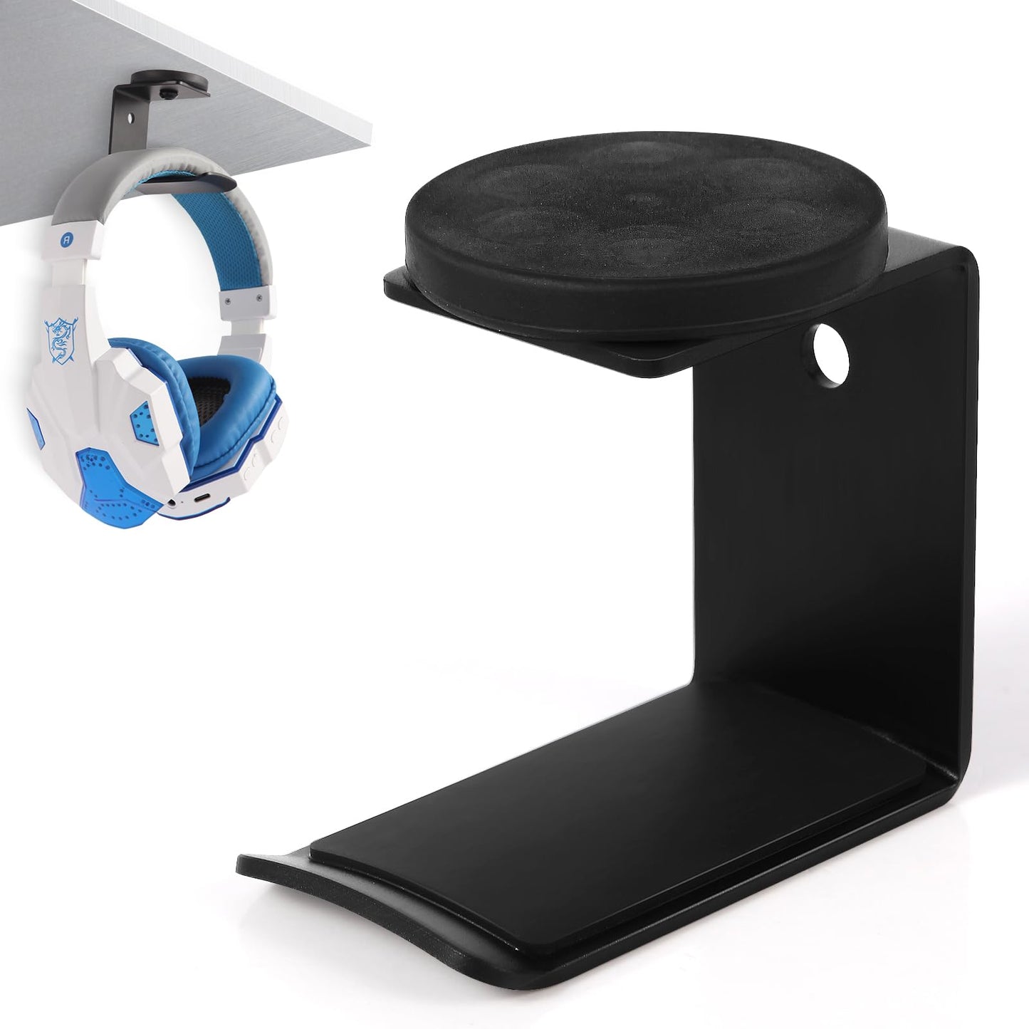 Bonsture Magnetic Headphone Holder, Headset Hooks, Aluminum Headphone Hanger for Desk & Table, Headphone Mount Stand with Rubber Pad, Compatible with All Gaming Headsets (Black)