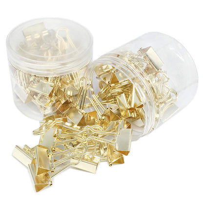 Gold Binder Paper Clips - Small, 3/4 inch Width Clips for Office School Supplies, 80 Pack