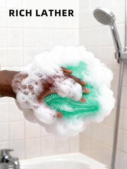Cleangor 2Pcs African Net Sponge Authentic with Knots - Exfoliating Body | Scrubber for All Skin Types, African Bath Sponge, Wash Cloth, Gentle Exfoliation Shower Rag for Women Daily Use