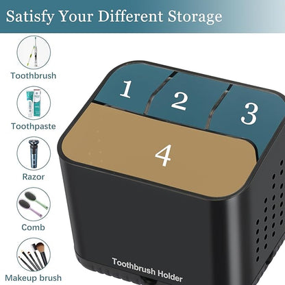 Black Toothbrush Holders for Bathrooms, Kids Electric Toothbrush and Toothpaste