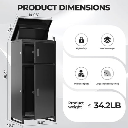 Package Delivery Boxes for Outside – Large Outdoor Parcel Drop Box with Lock, Waterproof & Anti-Theft, Steel Mailbox for Porch, Home, Patio or Front Door (No Assembly Required)