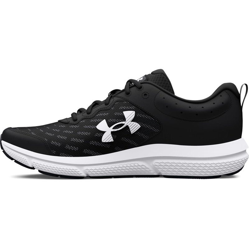 Under Armour Men's Charged Assert 10 Running Shoe, (001) Black/Black/White, 14 XX-Wide