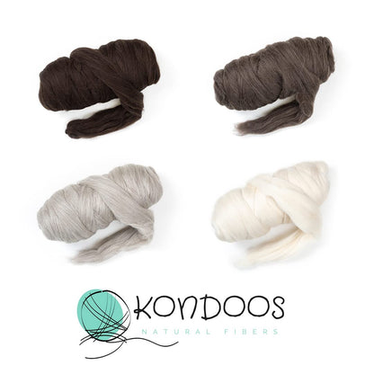Kondoos Corriedale 1lb Wool Bulk roving, Best Wool for Spinning, arm Knitting, Felting, Chunky Yarn Blankets and Tapestry. Core Soft un-Dyed. (Ecru, 1 lb)