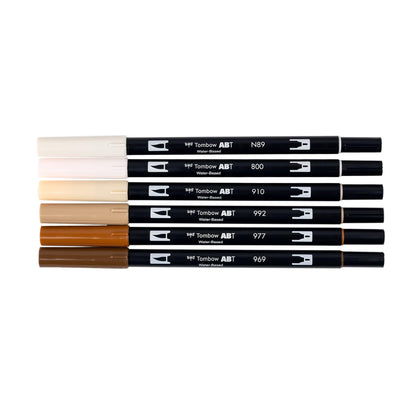 Tombow 56241 Dual Brush Pen Art Markers, Coffee Break, 6-Pack, Water-Based Ink, for Hand Lettering, Watercolor, Fine Art