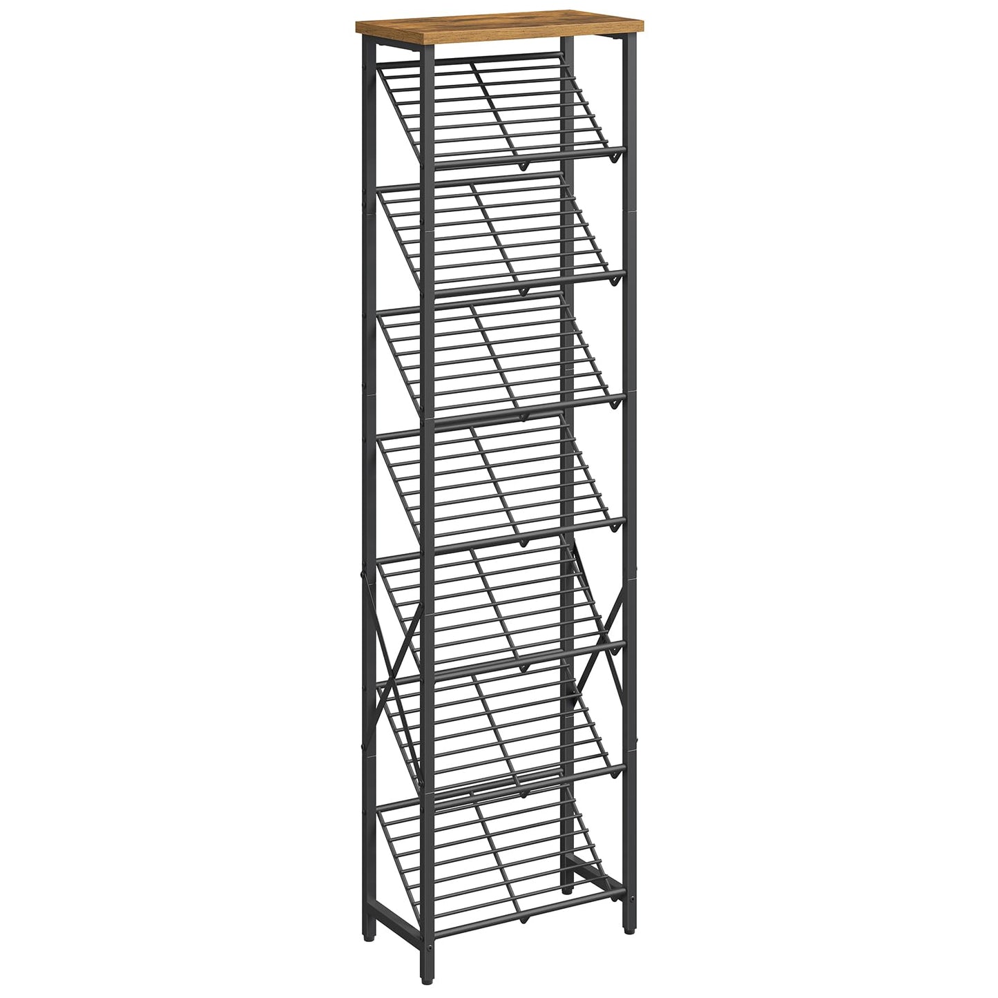 YATINEY 10-Tier Tall Shoe Rack and 8-Tier Tall Shoes Rack, Slim Shoe Organizer for Entryway, Thin Shoe Rack for Closet, Narrow Shoe Storage Shelf with Wooden Panel, Space Saving SS210BR-SS18BR