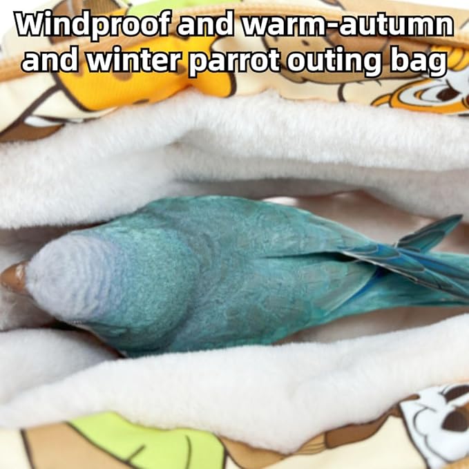 Warm Bird Carrier Bag for Winter Shoulder/Hand Bag Outdoor Portable Travel Carrier with Air Holes for Parakeets Lovebirds Conures Quarkes Caique (Grey,Small)