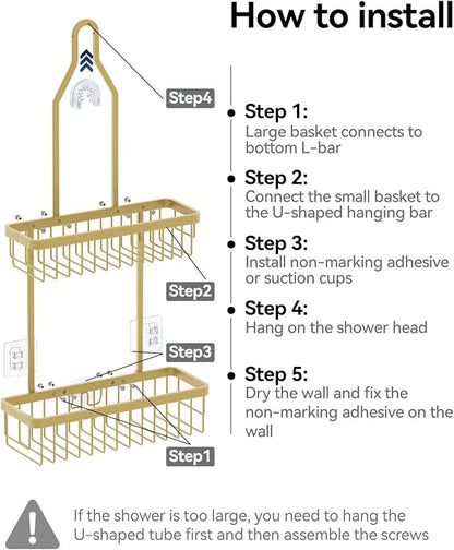 YASONIC Shower Caddy Hanging, Never Rust Shower Organizer Hanging, Aluminum