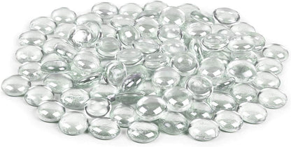 ARSUK Flat Glass Marbles, (2 LBS) Clear Glass Beads for Vases Fillers Decorative Stones, Gems, Fish Tank Rocks, Table Scatter, Glass Pebbles for Vases, Centerpieces Wedding Décor (200pcs,0.7–0.8")