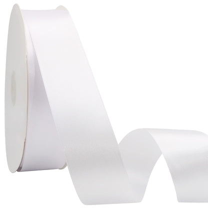 Maclemon 1 inch Wide 100 Yards Double Face White Satin Ribbon White Fabric Ribbon for Gift Wrapping Very Suitable for Weddings Decoration Bouquet Balloons Arts Craft Sewing Hair Bow Invitation