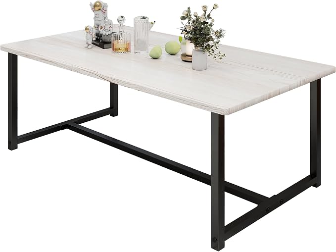 35.4" Rectangular Coffee Table for Living Room, Modern Industrial Style Coffee Table Center Table with Metal Frame for Small Space, Apartment, Office, Easy Assembly, Teak Oak