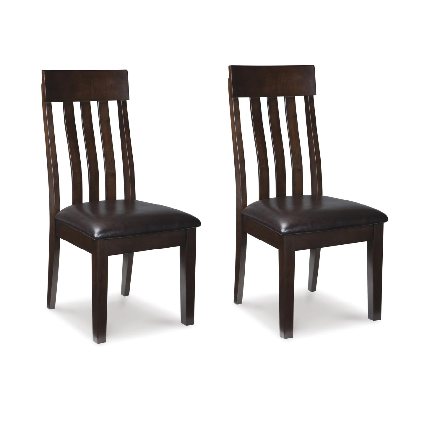 Signature Design by Ashley Haddigan Faux Leather Cushioned Rake Back Dining Chair, 2 Count, Dark Brown