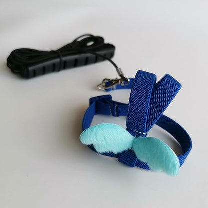 Pet Parrot Bird Harness Leash Adjustable Bird Flying Harness Traction Rope with Cute for Parrots Budgerigar Lovebird Cockatiel Mynah Outdoor Training Toy (Cockatiel/Green-cheeked Conure,Blue)